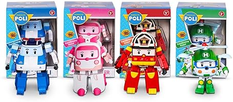 SILVERLIT ROBOCAR POLI 4-PACK TRANSFORMING ROBOT TOYS - EMERGENCY VEHICLE PLAYSET FOR BOYS GIRLS, AGES 1-5