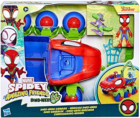 Marvel Spidey's Dino-Webs Crawler Playset with Spider-Man & Goblin Raptor Action Figures for Kids 3+".