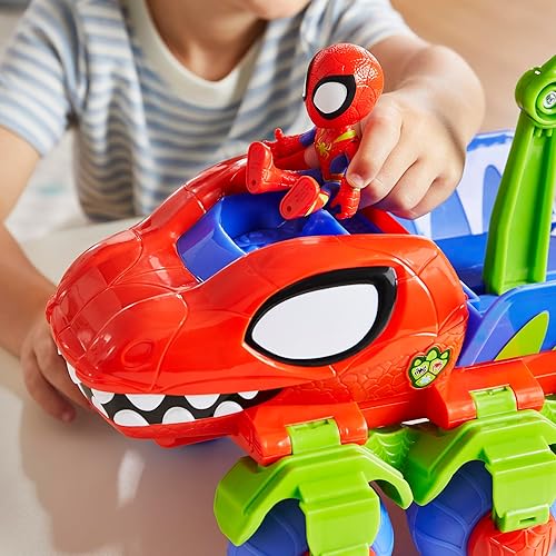 Marvel Spidey's Dino-Webs Crawler Playset with Spider-Man & Goblin Raptor Action Figures for Kids 3+".