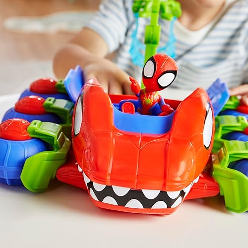 Marvel Spidey's Dino-Webs Crawler Playset with Spider-Man & Goblin Raptor Action Figures for Kids 3+".