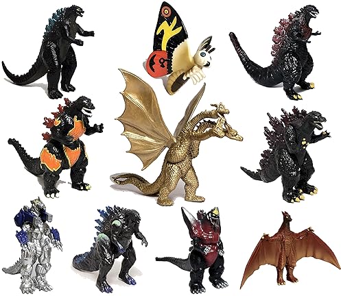 GODZILLA VS KONG ACTION FIGURE SET OF 10, MOVABLE JOINTS, MONSTERS PLAYSETS - BIRTHDAY CAKE TOPPERS