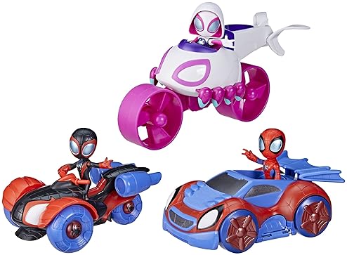 Hasbro Team Spidey Change ‘N Go Riders Playset with 3 Toy Cars & Action Figures - Marvel Super Hero Toys for Kids, Amazon Exclusive