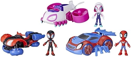 Hasbro Team Spidey Change ‘N Go Riders Playset with 3 Toy Cars & Action Figures - Marvel Super Hero Toys for Kids, Amazon Exclusive