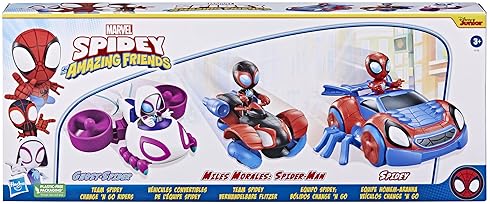 Hasbro Team Spidey Change ‘N Go Riders Playset with 3 Toy Cars & Action Figures - Marvel Super Hero Toys for Kids, Amazon Exclusive