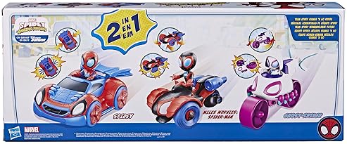 Hasbro Team Spidey Change ‘N Go Riders Playset with 3 Toy Cars & Action Figures - Marvel Super Hero Toys for Kids, Amazon Exclusive