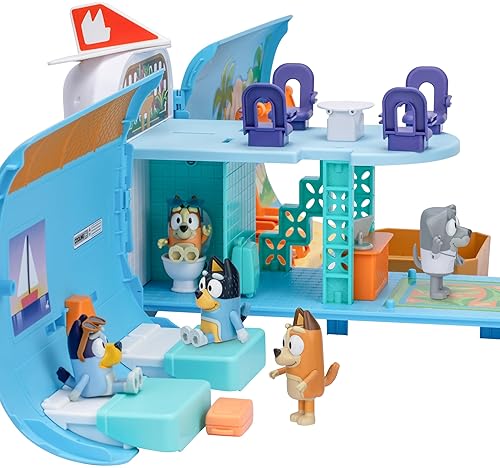 Moose Toys Bluey Transforming Plane Playset with The Heelers, Resort & Boat, 25+ Sounds, 5 Figures - Amazon Exclusive