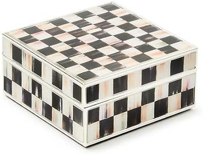 MACKENZIE-CHILDS Courtly Check Silver Trinket Box for Jewelry and Gifts