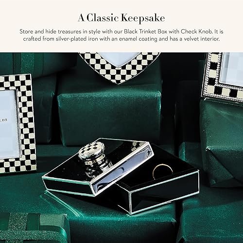 MACKENZİE CHİLDS Small Silver-Plated Trinket Box with Check Knob for Jewelry and Keepsakes