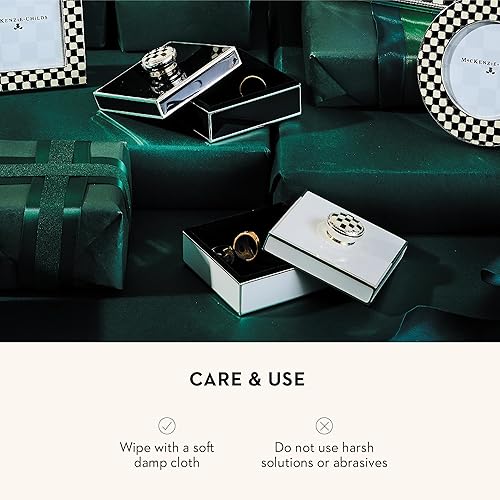 MACKENZİE CHİLDS Small Silver-Plated Trinket Box with Check Knob for Jewelry and Keepsakes