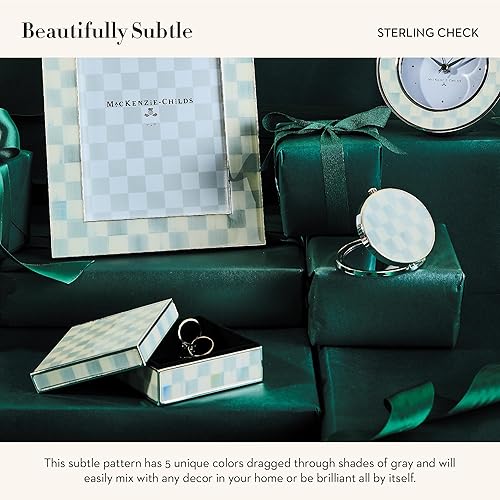MACKENZİE CHİLDS Silver-Plated Trinket Box for Jewelry & Keepsakes, Small Gray-and-White Storage Box