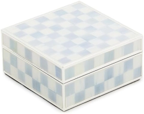 MACKENZİE CHİLDS Silver-Plated Trinket Box for Jewelry & Keepsakes, Small Gray-and-White Storage Box