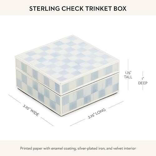 MACKENZİE CHİLDS Silver-Plated Trinket Box for Jewelry & Keepsakes, Small Gray-and-White Storage Box