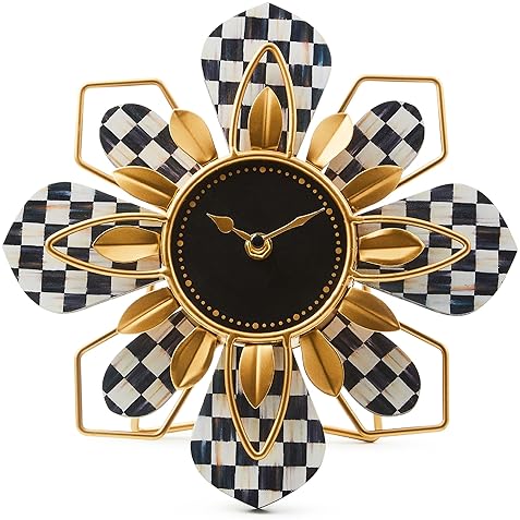 MACKENZIE-CHILDS Metal Desk Clock: Stylish Table Decor Timepiece
