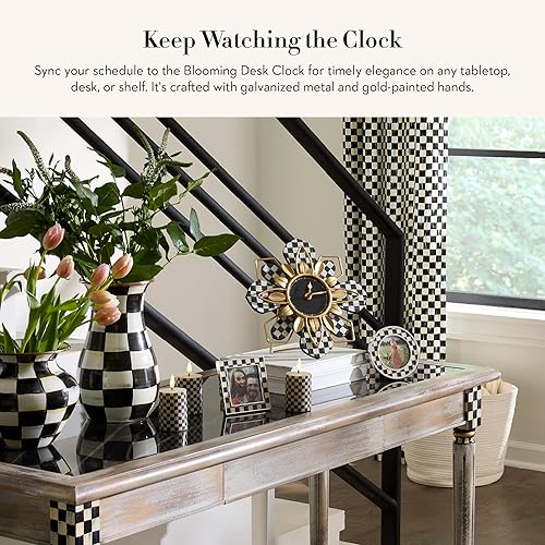 MACKENZIE-CHILDS Metal Desk Clock: Stylish Table Decor Timepiece