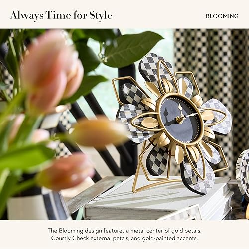 MACKENZIE-CHILDS Metal Desk Clock: Stylish Table Decor Timepiece
