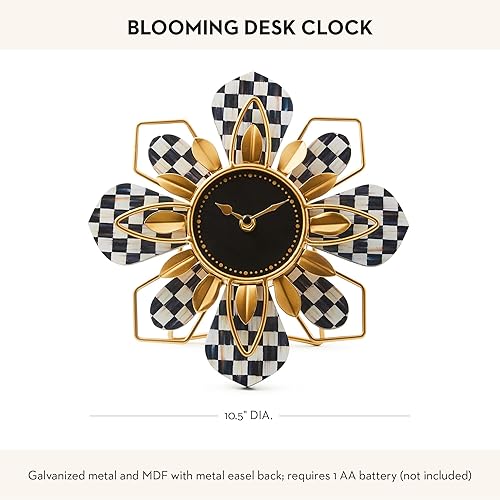 MACKENZIE-CHILDS Metal Desk Clock: Stylish Table Decor Timepiece