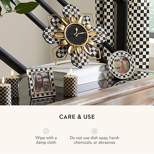 MACKENZIE-CHILDS Metal Desk Clock: Stylish Table Decor Timepiece