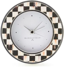 MACKENZIE-CHILDS Black-and-White Courtly Check Desk Clock for Living Room, Kitchen, Office