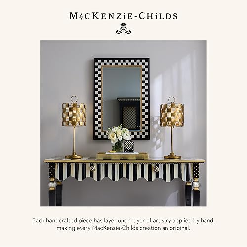 MACKENZIE-CHILDS Black-and-White Courtly Check Desk Clock for Living Room, Kitchen, Office