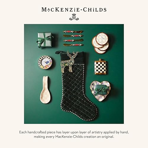 Mackenzie Childs Silver-Plated Round Desk Clock | Decorative Clock for Living Room, Kitchen, Office | Courtly Stripe with Flower Market