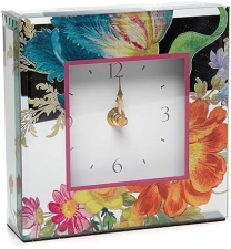 MACKENZIE-CHILDS Desk Clock: Flower Market Reflections for Kitchen/Living Room