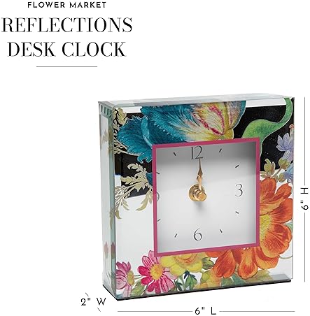 MACKENZIE-CHILDS Desk Clock: Flower Market Reflections for Kitchen/Living Room