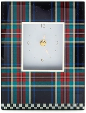MACKENZIE-CHILDS Decorative Black Tartan Carriage Clock for Kitchen and Living Room