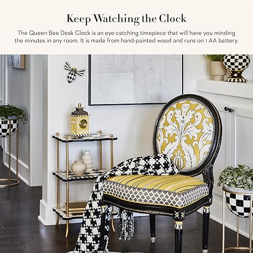 MACKENZIE-CHILDS Queen Bee Desk Clock - Decorative Wood Clock for Kitchen & Living Room