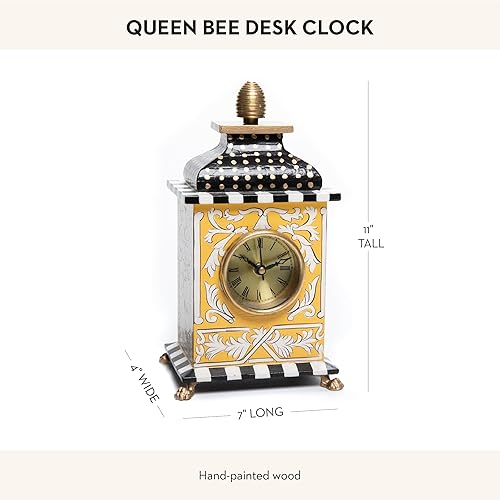 MACKENZIE-CHILDS Queen Bee Desk Clock - Decorative Wood Clock for Kitchen & Living Room