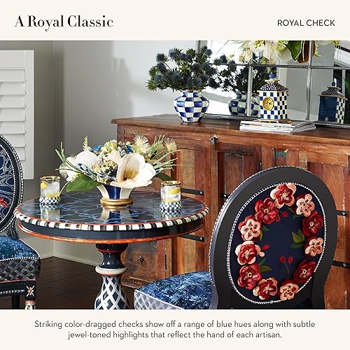 MACKENZIE-CHILDS Blue & White Royal Check Desk Clock for Kitchen & Living Room