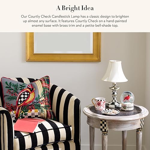 MACKENZIE-CHILDS Black-and-White Courtly Check Candlestick Lamp for Living Room/Bedroom