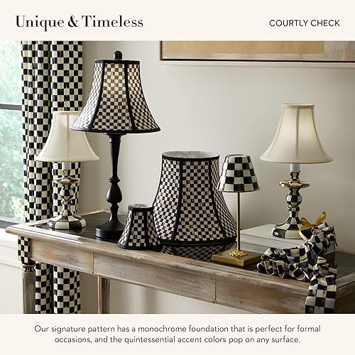 MACKENZIE-CHILDS Black-and-White Courtly Check Candlestick Lamp for Living Room/Bedroom