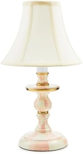 MACKENZIE-CHILDS Pink-and-White Rosy Check Candlestick Lamp for Living Room or Bedroom