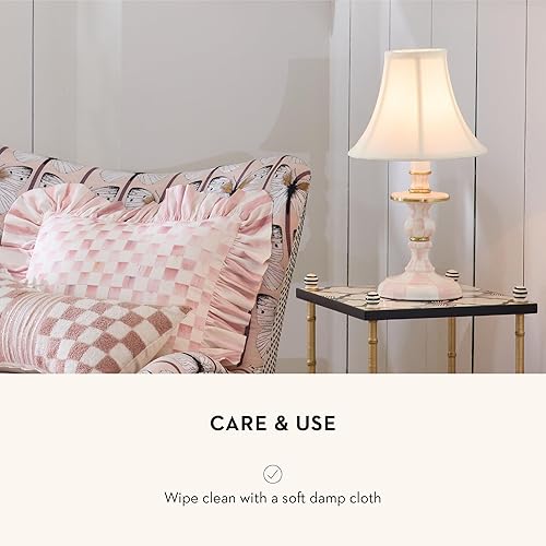 MACKENZIE-CHILDS Pink-and-White Rosy Check Candlestick Lamp for Living Room or Bedroom