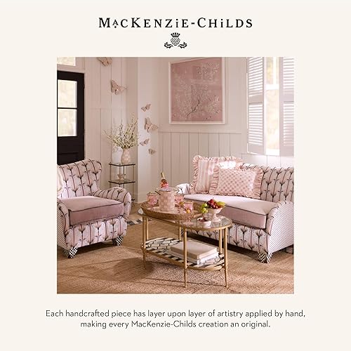 MACKENZIE-CHILDS Pink-and-White Rosy Check Candlestick Lamp for Living Room or Bedroom