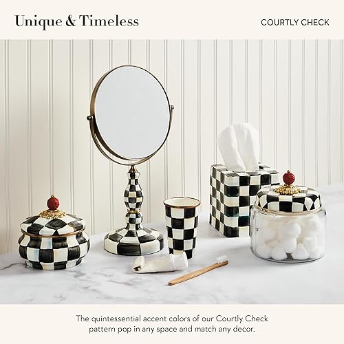 MACKENZIE-CHILDS Black-and-White Courtly Check Double-Sided Vanity Makeup Mirror