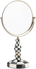 MACKENZIE-CHILDS Black-and-White Courtly Check Double-Sided Vanity Makeup Mirror