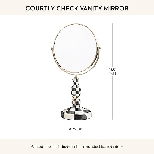 MACKENZIE-CHILDS Black-and-White Courtly Check Double-Sided Vanity Makeup Mirror