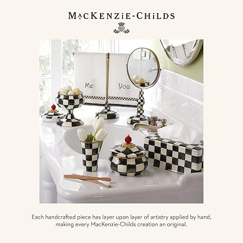MACKENZIE-CHILDS Black-and-White Courtly Check Double-Sided Vanity Makeup Mirror