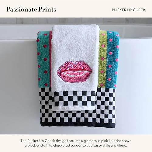 MACKENZIE-CHILDS Cute Cotton Hand Towel for Bathroom or Kitchen, Pucker Up Check Design