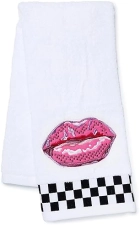 MACKENZIE-CHILDS Cute Cotton Hand Towel for Bathroom or Kitchen, Pucker Up Check Design