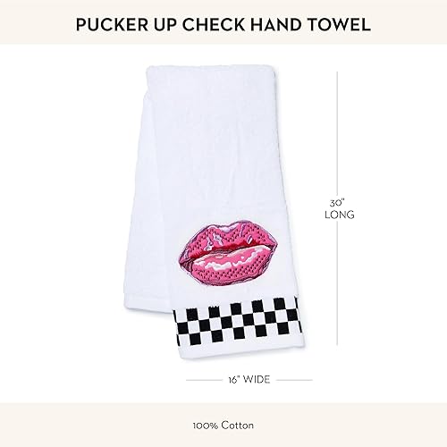MACKENZIE-CHILDS Cute Cotton Hand Towel for Bathroom or Kitchen, Pucker Up Check Design