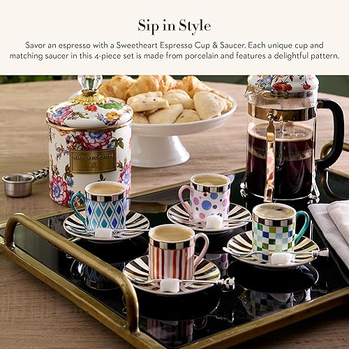MACKENZİE-CHİLDS Sweetheart Porcelain Espresso Cup and Saucer - Cute Coffee Cups