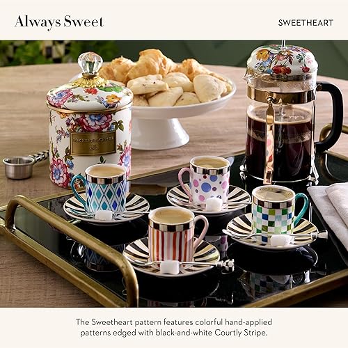 MACKENZİE-CHİLDS Sweetheart Porcelain Espresso Cup and Saucer - Cute Coffee Cups