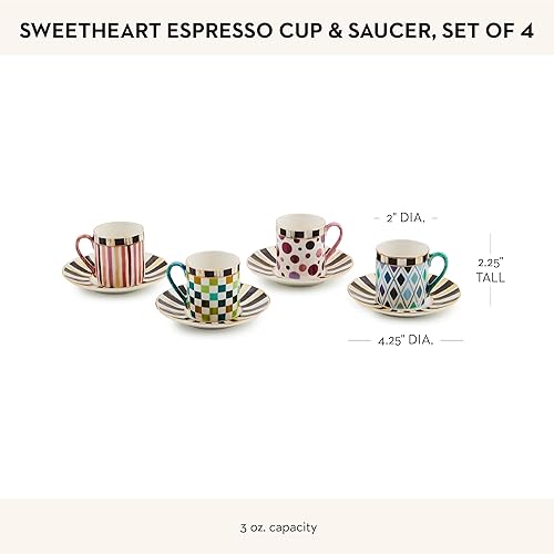 MACKENZİE-CHİLDS Sweetheart Porcelain Espresso Cup and Saucer - Cute Coffee Cups