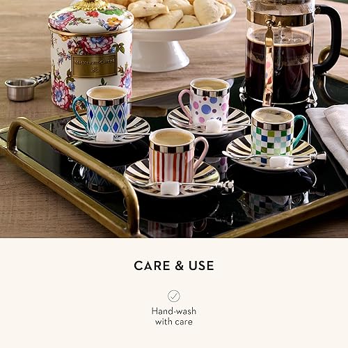 MACKENZİE-CHİLDS Sweetheart Porcelain Espresso Cup and Saucer - Cute Coffee Cups