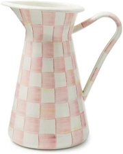 MACKENZİE CHİLDS Enamel Drink Pitcher & Flower Vase | MACKENZIE-CHILDS Pink-and-White Check | Large Size