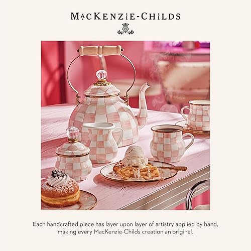 MACKENZİE CHİLDS Large Rosy Check Kitchen Canister by Mackenzie-Childs: Pink & White Glass Storage Jar