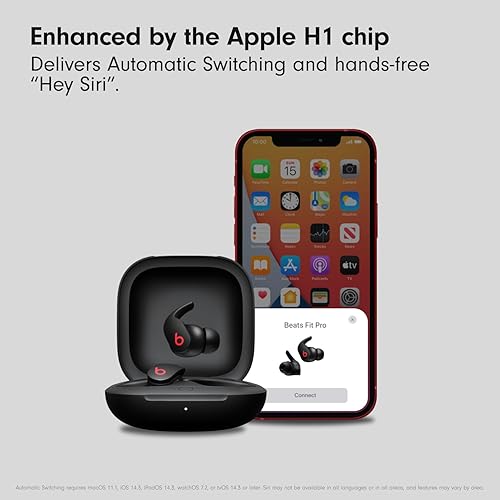 Apple Beats Fit Pro Wireless Noise Cancelling Earbuds with Apple H1 Chip - Apple & Android Compatible - Class 1 Bluetooth - 6 Hours Listening Time - Black