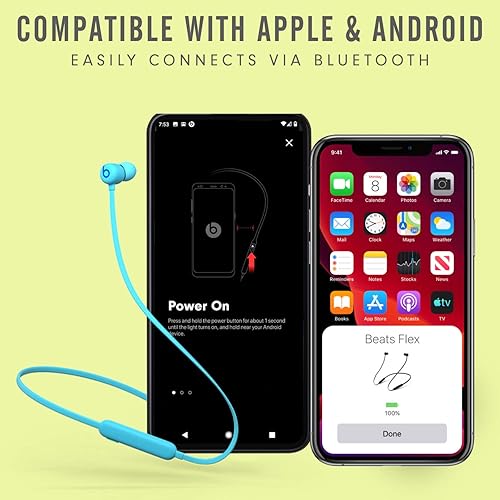 Beats Flex Wireless Earbuds - Apple W1 Chip, Magnetic Earphones, Bluetooth, 12-Hour Battery, Microphone - Flame Blue